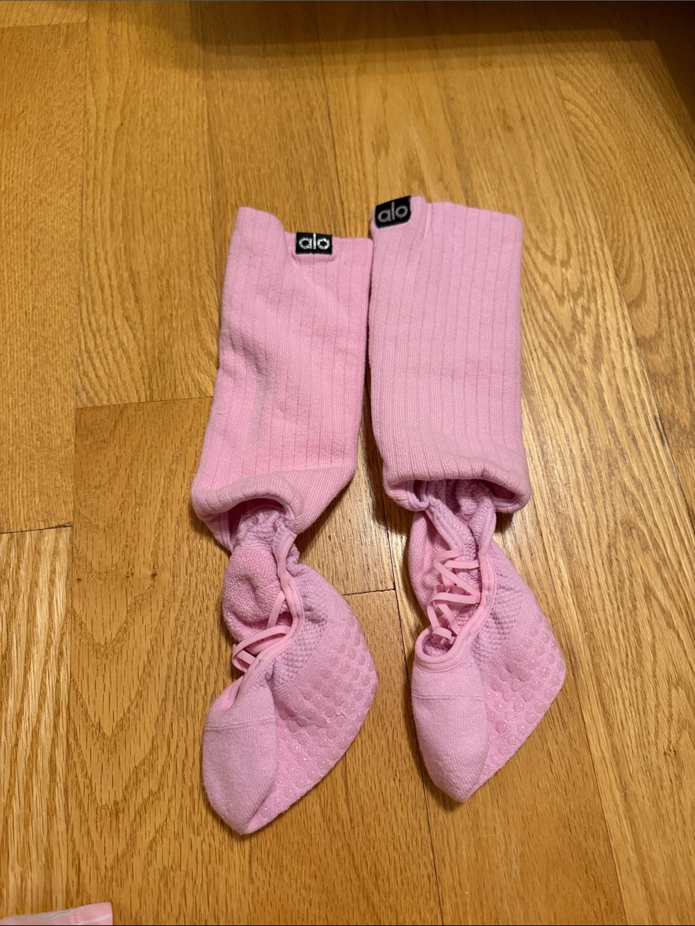 Alo Pink Foldover grip Socks